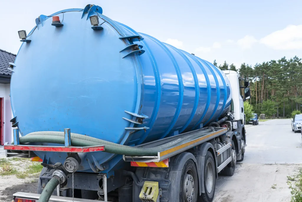 A large pumping truck of the septic company service.